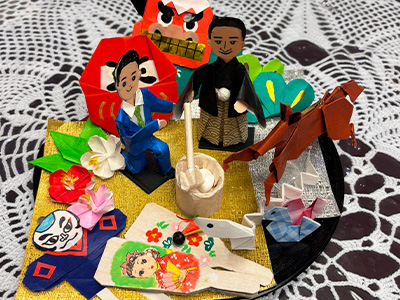 お正月にちなんだ折り紙飾り